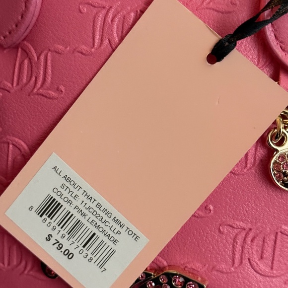 Juicy Couture All About That Bling Mini Tote Barbie Pink Lemonade Crossbody Y2K - Picture 6 of 11
